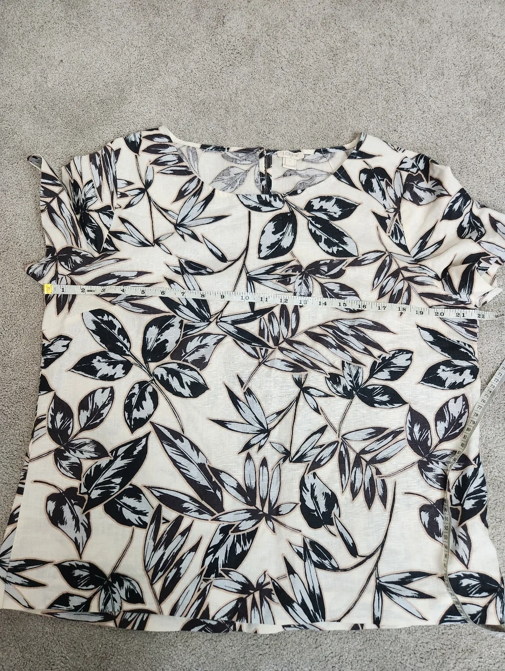 J Crew Linen Cotton Blend Short Sleeve Shirt Lightweight Tropical Top Size Large - Picture 6 of 10